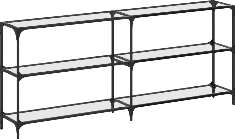 vidaXL Măsuță de cafea blat din sticlă transparentă 194,5x30x81cm oțel