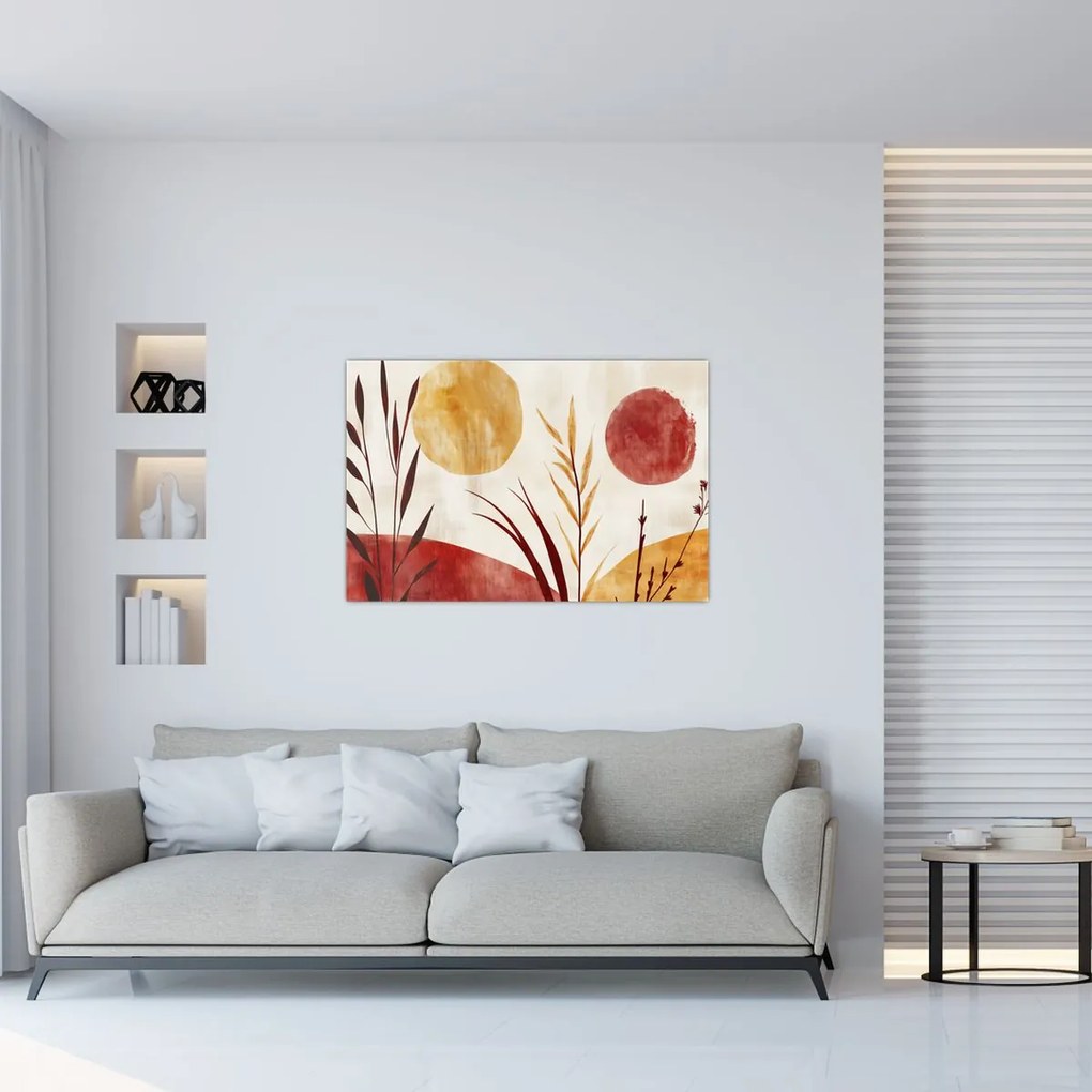 Tablou - Plante și cercuri (90x60 cm)