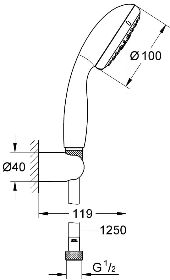 Sistem dus montaj incastrat Grohe Bauedge Perfect Shower 210 ,corp incastrat inclus