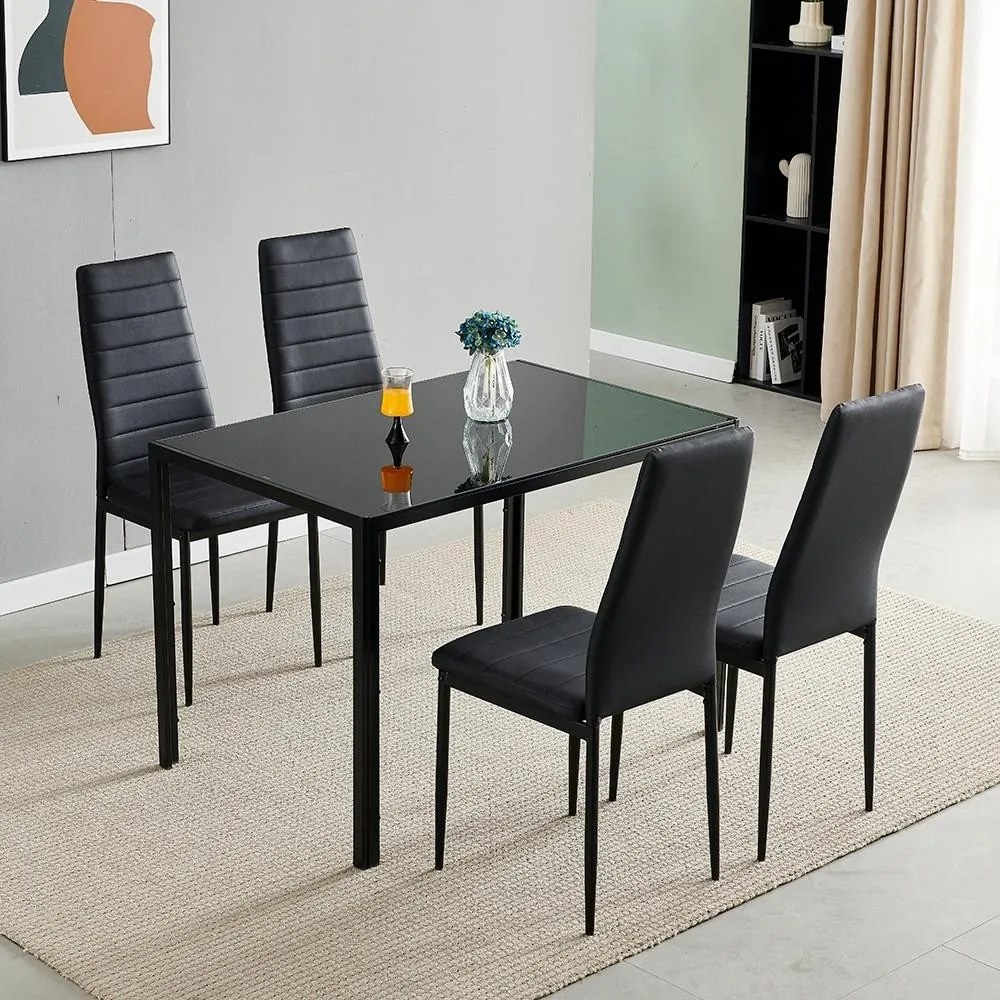 Set de dining 4x scaune + masă Catini AUSTIN - Negru