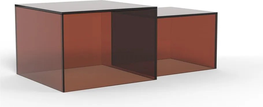 Măsuțe de cafea maro 2 buc. din sticlă 50x50 cm Dice – Actona