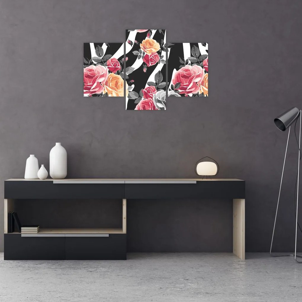 Tablou cu trandafiri înfloriți (90x60 cm)