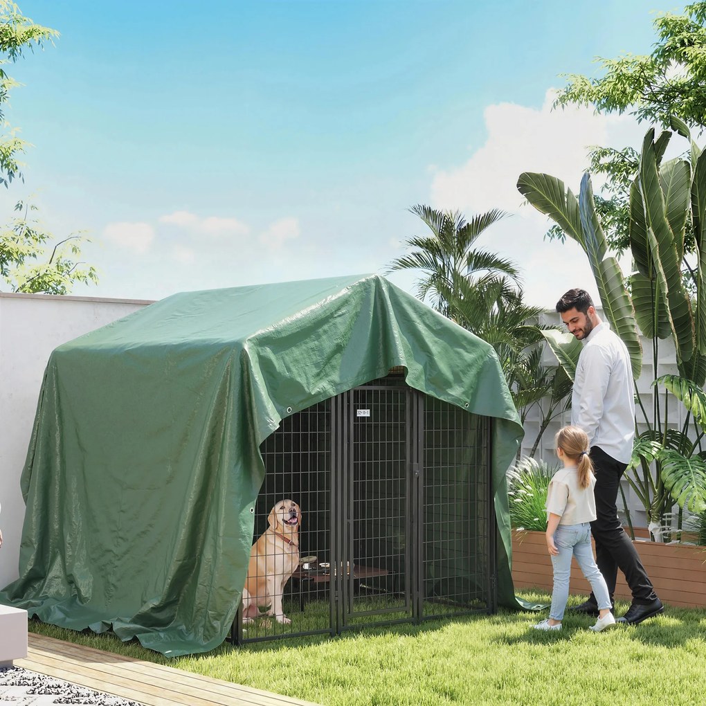 Outsunny Prelată impermeabilă pentru exterior 4x6 m Prelată PE 90 g/m² Protecție UV cu ocheți întăriți pentru lemne, mobilier de grădină, Verde | Aosom Romania