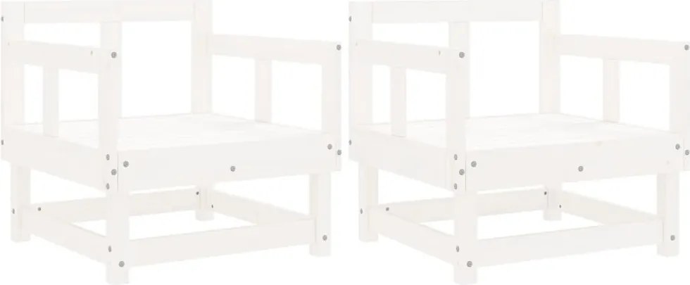 vidaXL Scaune de grădină, 2 buc., alb, lemn masiv de pin