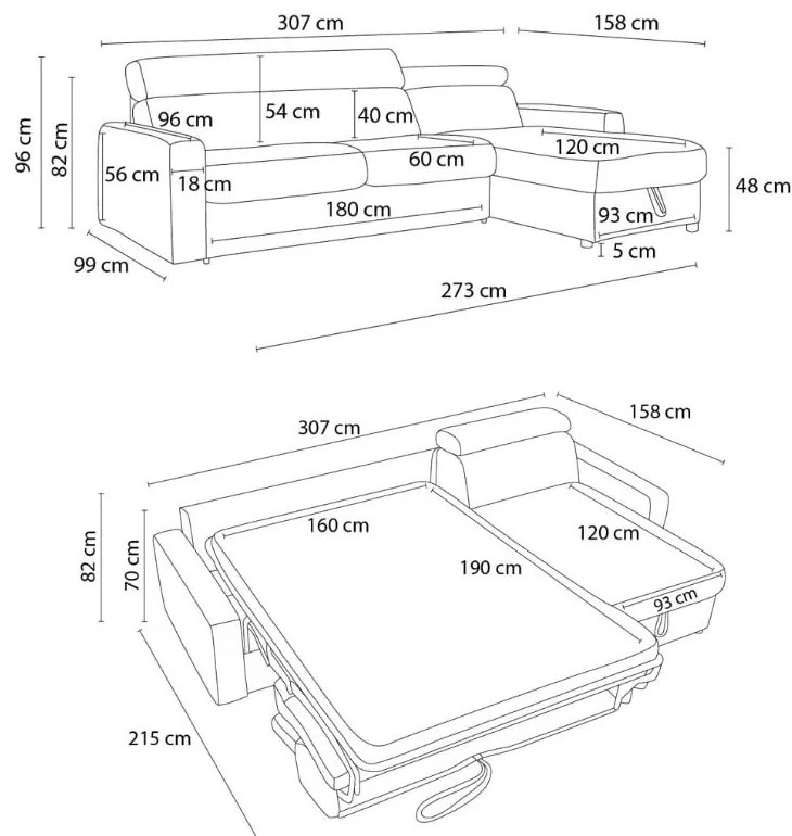 Colțar gri deschis extensibil (cu colț variabil) Monaco – Bobochic Paris