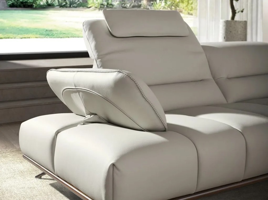 Coltar LUX design italian cu sezlong dreapta Cowhide gri deschis