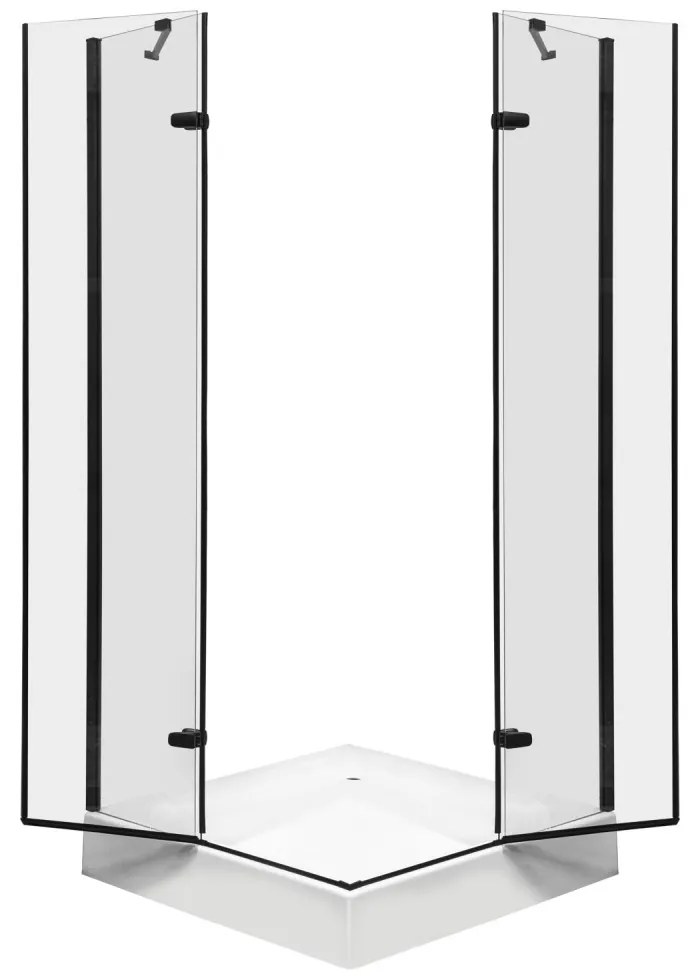 Cabină de duș pătrată Flow Black cu ușă batantă 80 cm