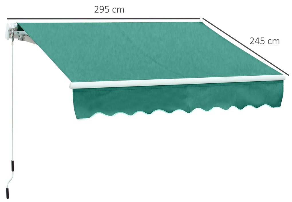 Outsunny Rulou Parasolar de Perete Impermeabil, Protecție UV și Rezistență la Apă, 295x245 cm, Verde | Aosom Romania