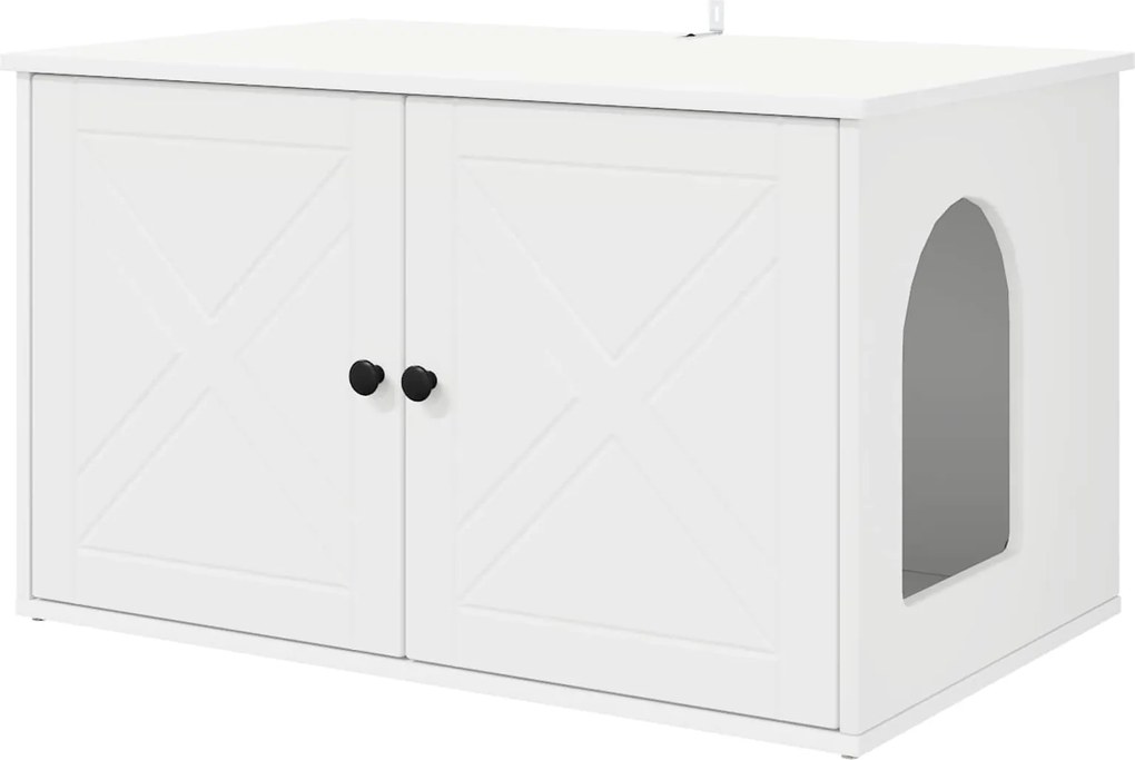vidaXL Casa pentru pisici Alb 85 x 55 x 50,5 cm Lemn compozit