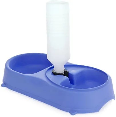 Bol pentru hrana animale de companie, cu distribuitor de apa, capacitate 0.4L, culoare albastru