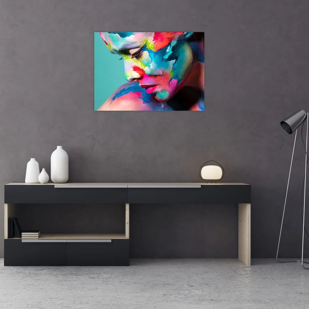 Tablou pe sticlă - Body art (70x50 cm)