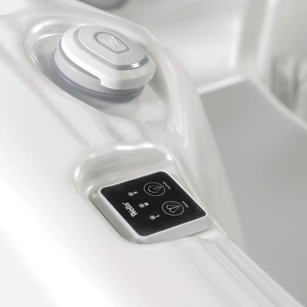 Minipiscina jacuzzi 7 persoane, 46 jeturi hidromasaj, WiFi, sistem audio, pompa caldura inclusa, scara Smart-In, unitate de control: Gecko IN.YE-3,