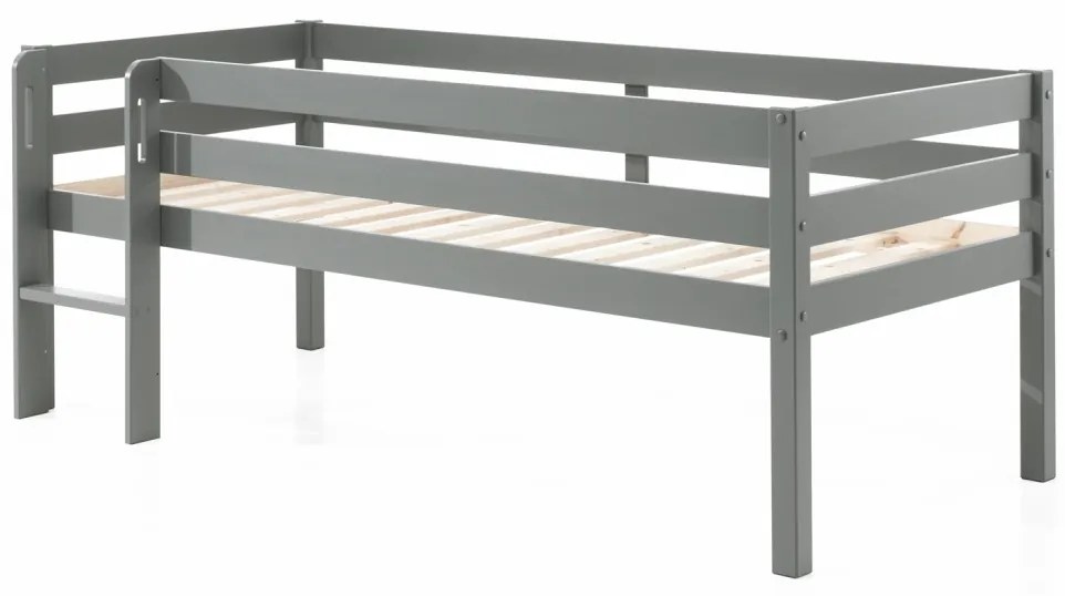 Pat Pino pentru copii cu scară, gri, 90x200 cm, înălțime 85 cm – Vipack