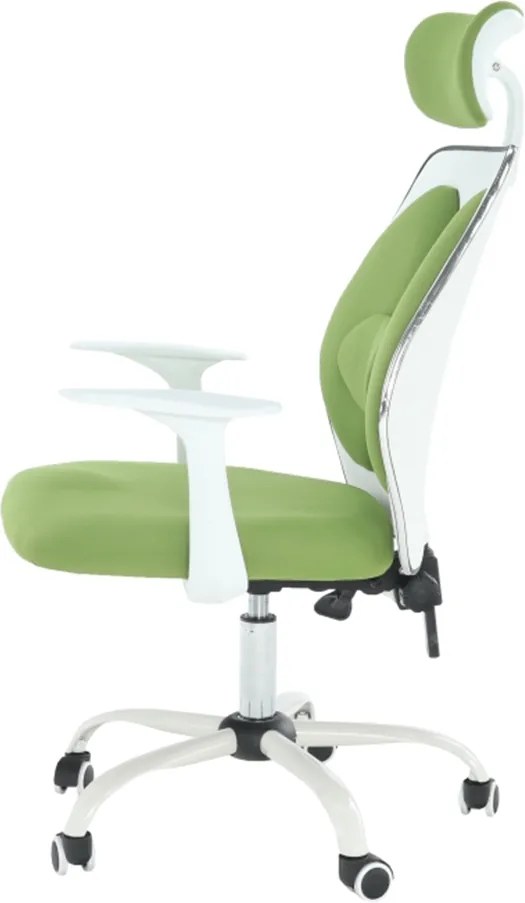 Scaun birou cu tetieră, verde/alb, BENNO UT-C568X NEW