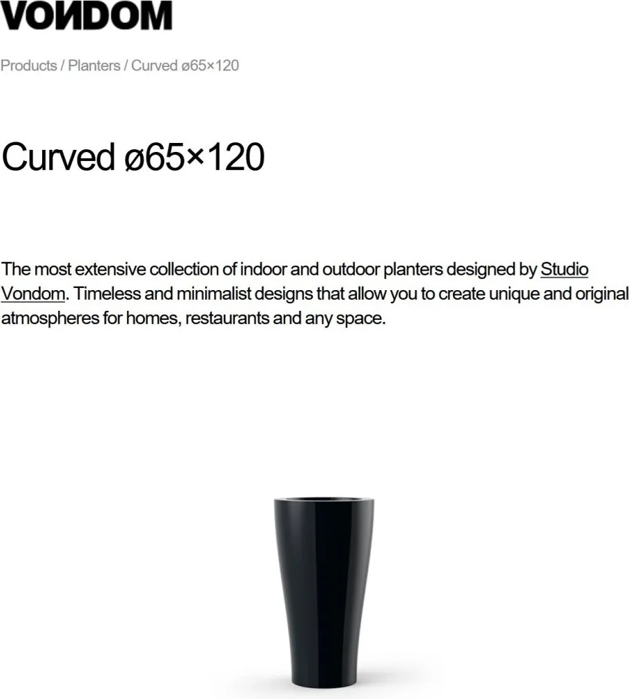Ghiveci plante design decorativ modern exterior / interior CURVED 65x120cm