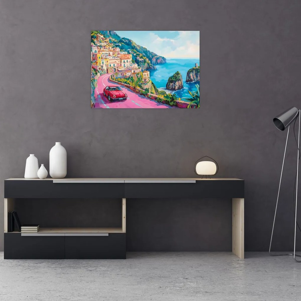 Tablou - Drum roz pe coastă (70x50 cm)