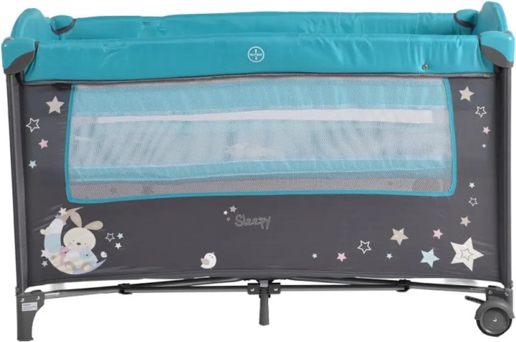 Patut pliant transformabil in tarc copii NOVOKIDS™ Sleepy NEST, 60X120 cm, 2 Niveluri, Masa infasat, Jucarie Carusel cu jucarii din plus, Fermoar