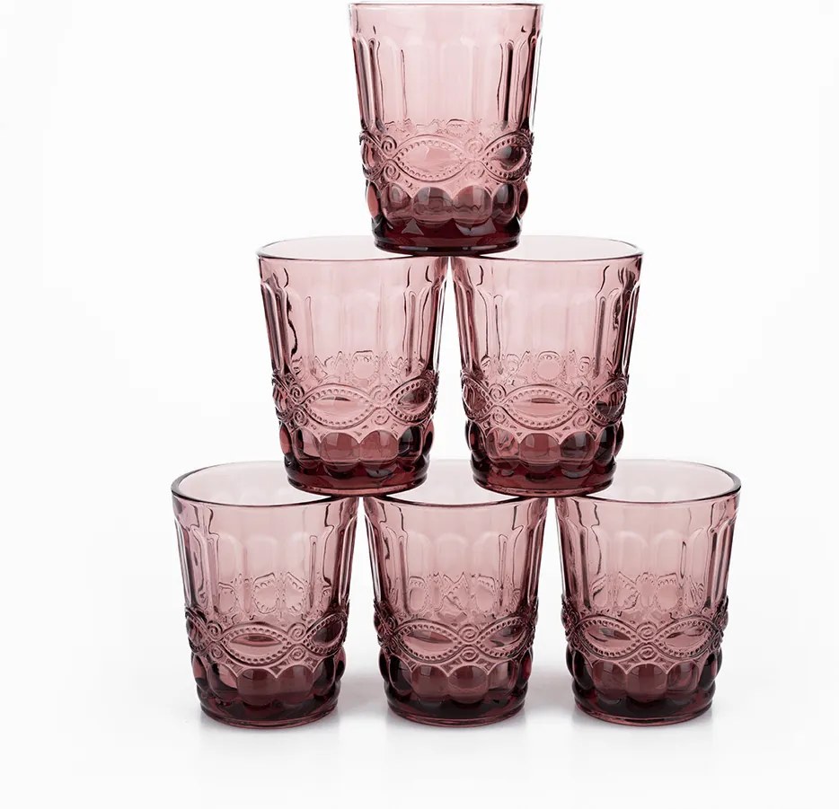 Set de pahare de apă, 6buc, 240 ml, roz, FREGATA TYPE 2