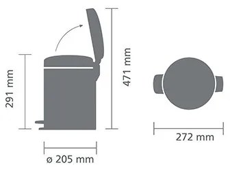 Cos de gunoi cu pedala Brabantia NewIcon 1005528, 5 l, Inchidere lina, Baza antiderapanta, Albastru deschis