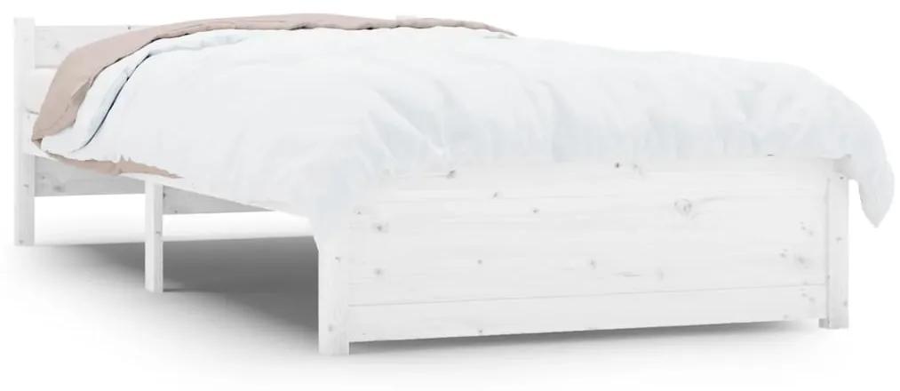 815030 vidaXL Cadru de pat, alb, 90x200 cm, lemn masiv