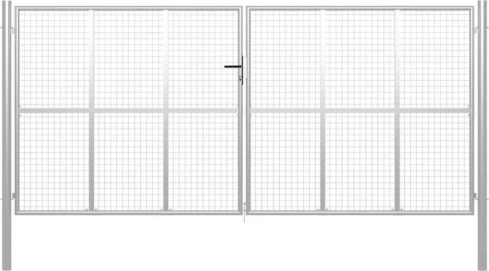 vidaXL Poartă de grădină din oțel galvanizat, 400x175 cm, argintiu