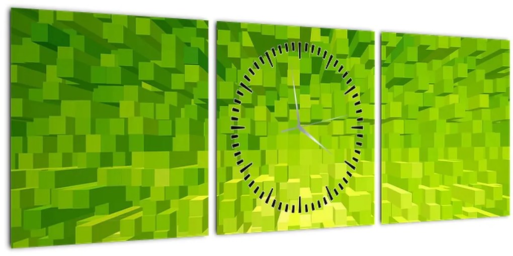 Tabloul cuburilor galbenverzui (cu ceas) (90x30 cm)