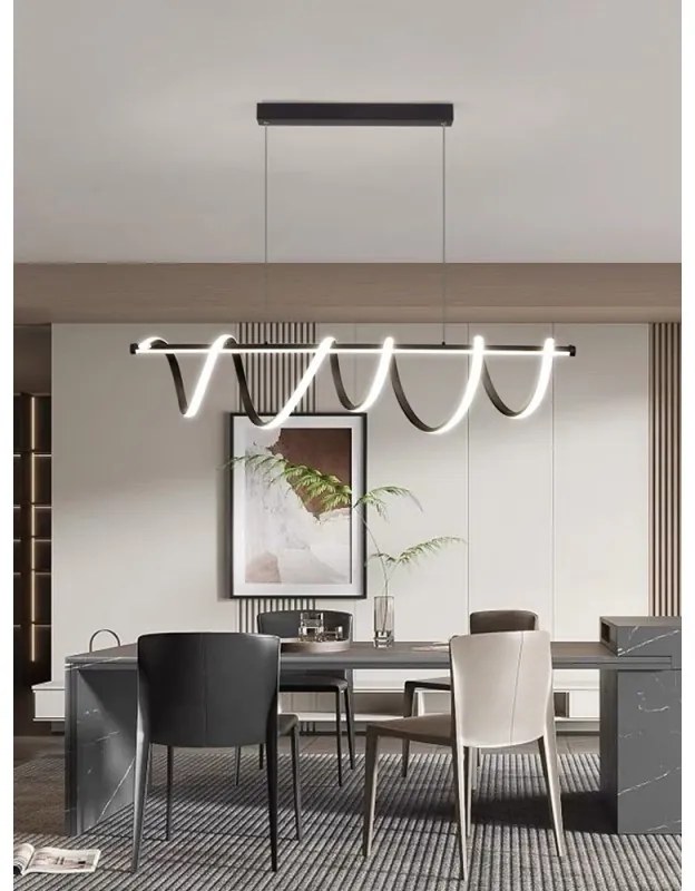Lustra LED Cu Telecomanda, Elit's,NEGRU, wifi 2.4G lumina/rece/calda/neutra intensitate reglabila, Suspendata,94W