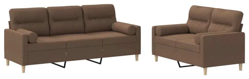 3201619 vidaXL Set de canapele cu perne, 2 piese, maro, textil