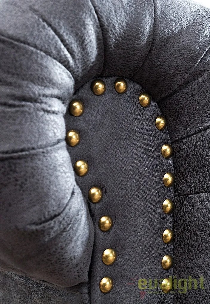 Fotoliu clasic stil englezesc Chesterfield gri antic A-37389 VC