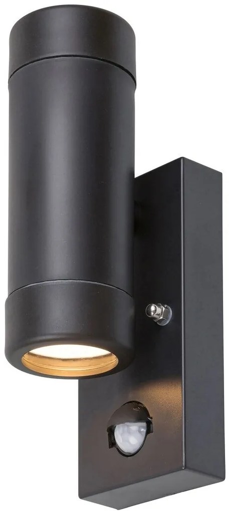 Aplica up/down de perete, cu senzor de miscare, protectie IP44, Medina negru