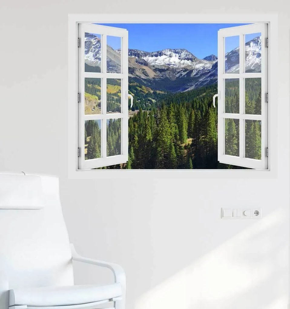 Fereastra cu efect 3D - Munti din Colorado toamna - 119x93 cm