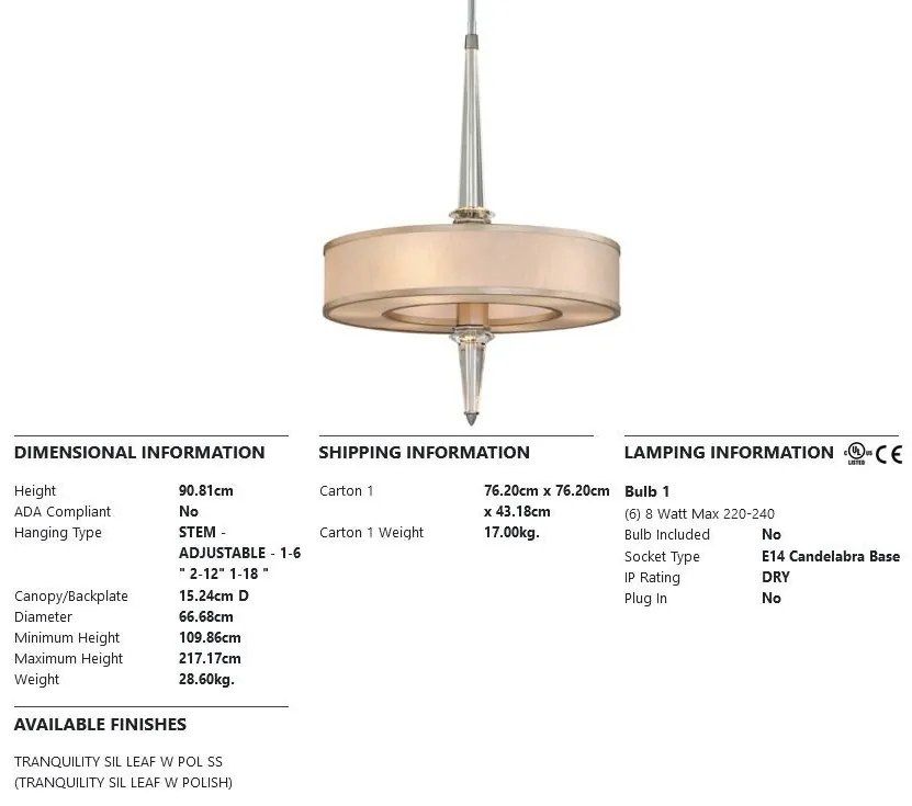 Candelabru LUX design elegant HARLOW cu 6 surse de lumina