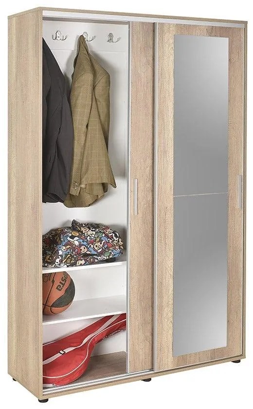 Pantofar Adore Porto cu cuier, 2 usi cu oglinda, 12 rafturi, capacitate 35 perechi incaltaminte, 120 x 212 x 40 Cm