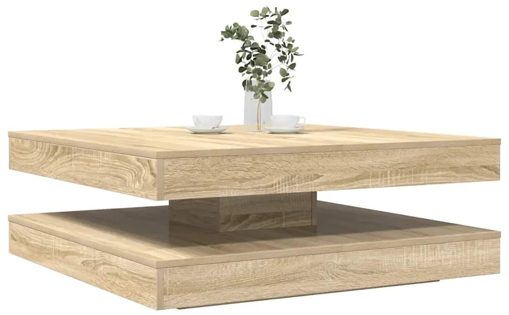 vidaXL Măsuță cafea rotativă 360 grade, stejar sonoma 90x90x34,5 cm