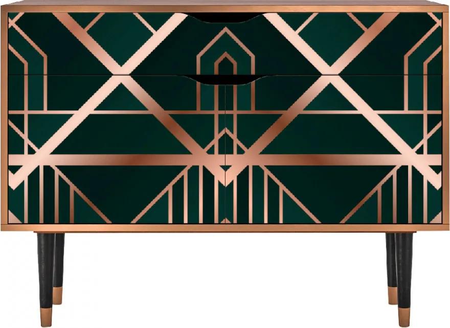 Bufet inferior multicolor din MDF si lemn 115 cm Emerald Gatsby Furny