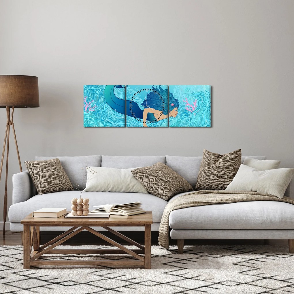 Tablou - Sirena (cu ceas) (90x30 cm)