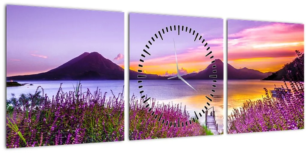 Tablou cu lac (cu ceas) (90x30 cm)