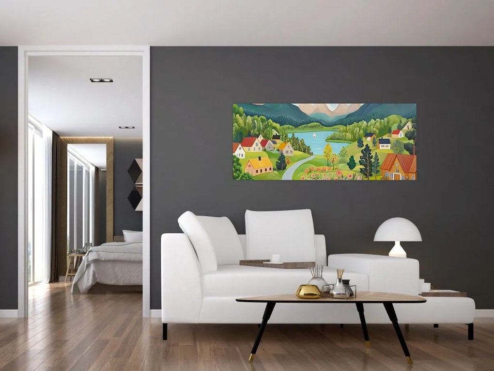 Tablou - Sat în Munți (120x50 cm)