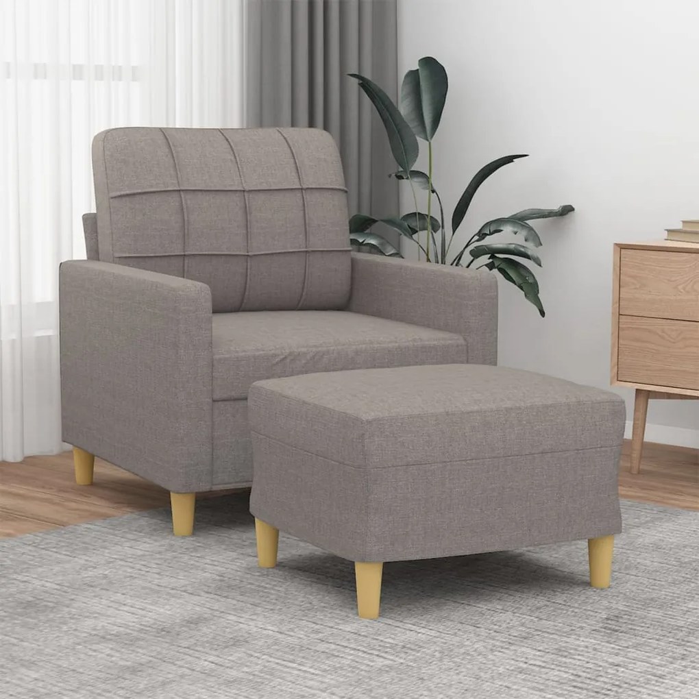vidaXL Fotoliu canapea cu taburet, taupe, 60 cm, material textil