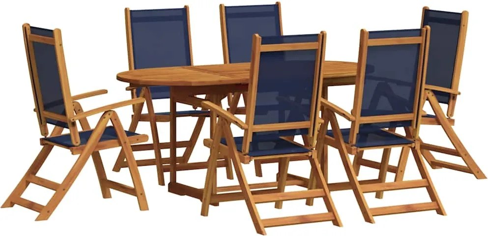 vidaXL Set mobilier de grădină, 7 piese, lemn masiv acacia/textilenă