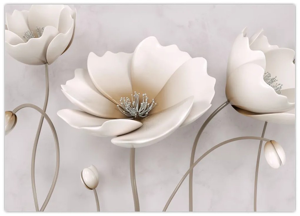 Tablou cu florile albe (70x50 cm)