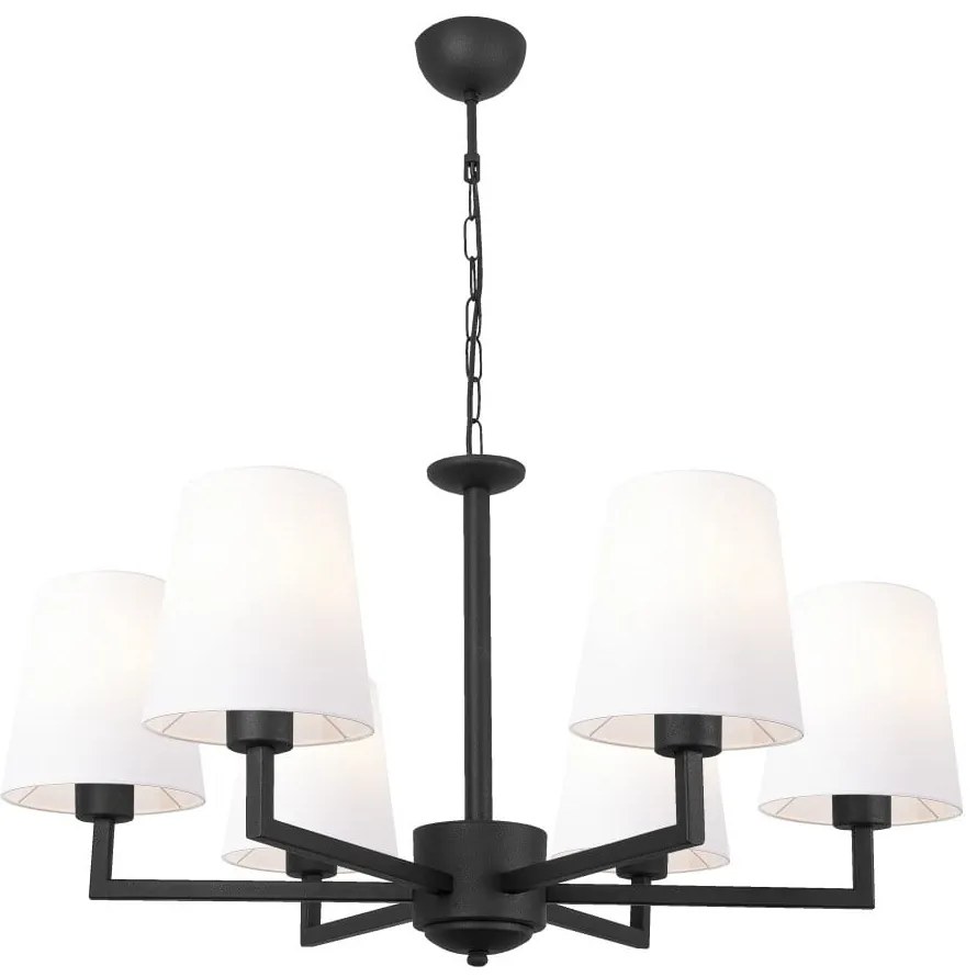 Lustră metalică cu abajur alb Opviq lights Christina, negru