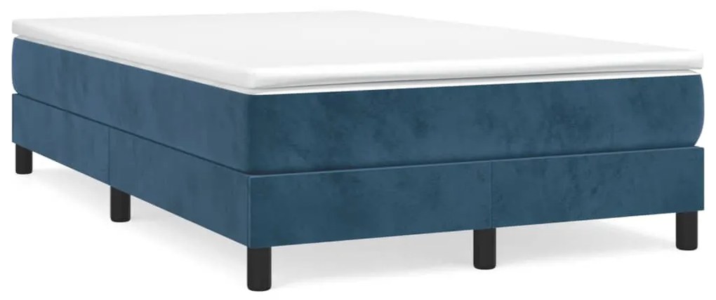 vidaXL Pat box spring cu saltea, albastru închis, 120x190 cm, catifea