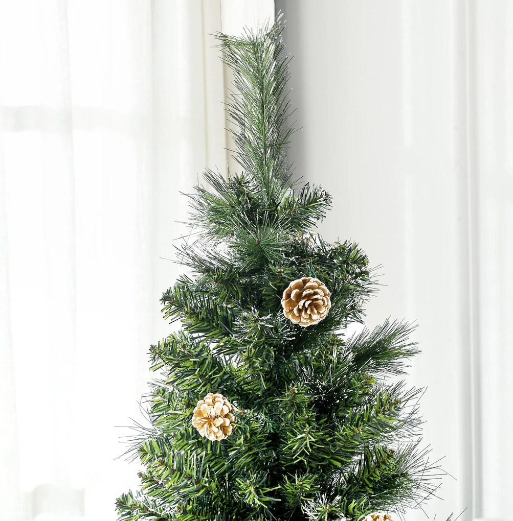 Pom de Craciun Artificial Inalt de 6 ft Tip Creion cu 618 Ramuri Scufundate In Zapada, Deschidere Automata, Baza de Otel, Verde HOMCOM | Aosom Romania