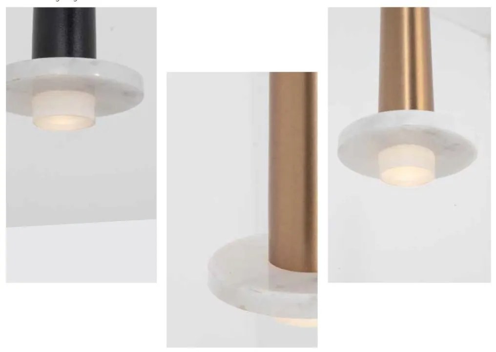 Lustra moderna cu 5 pendule LED STORM negru/ marmura alba