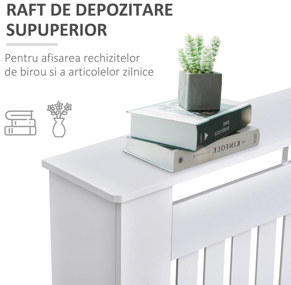 HOMCOM masca de calorifer, din lemn MDF, 112x19x81cm, alb | AOSOM RO