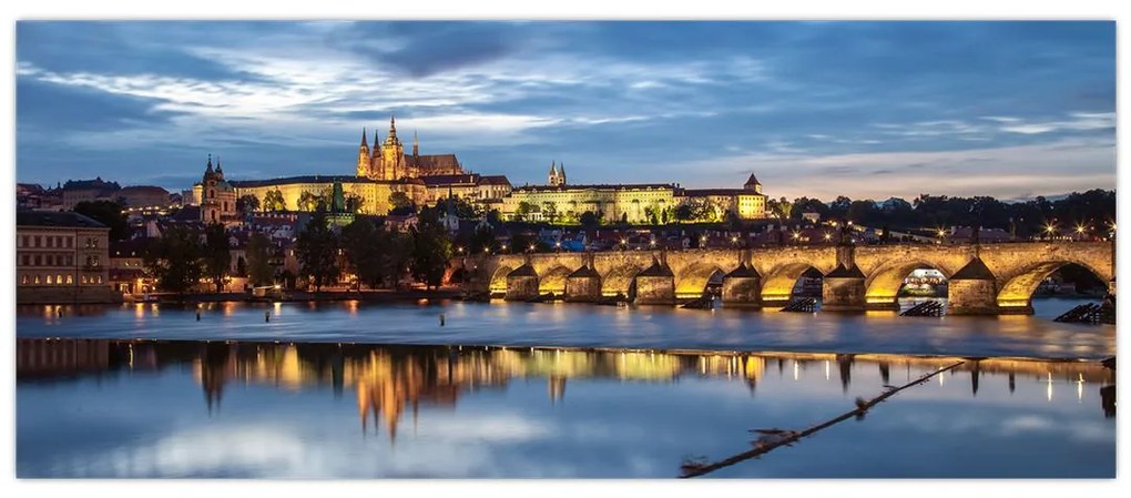 Tablou cu palatul din Praga și podul lui Carol (120x50 cm)
