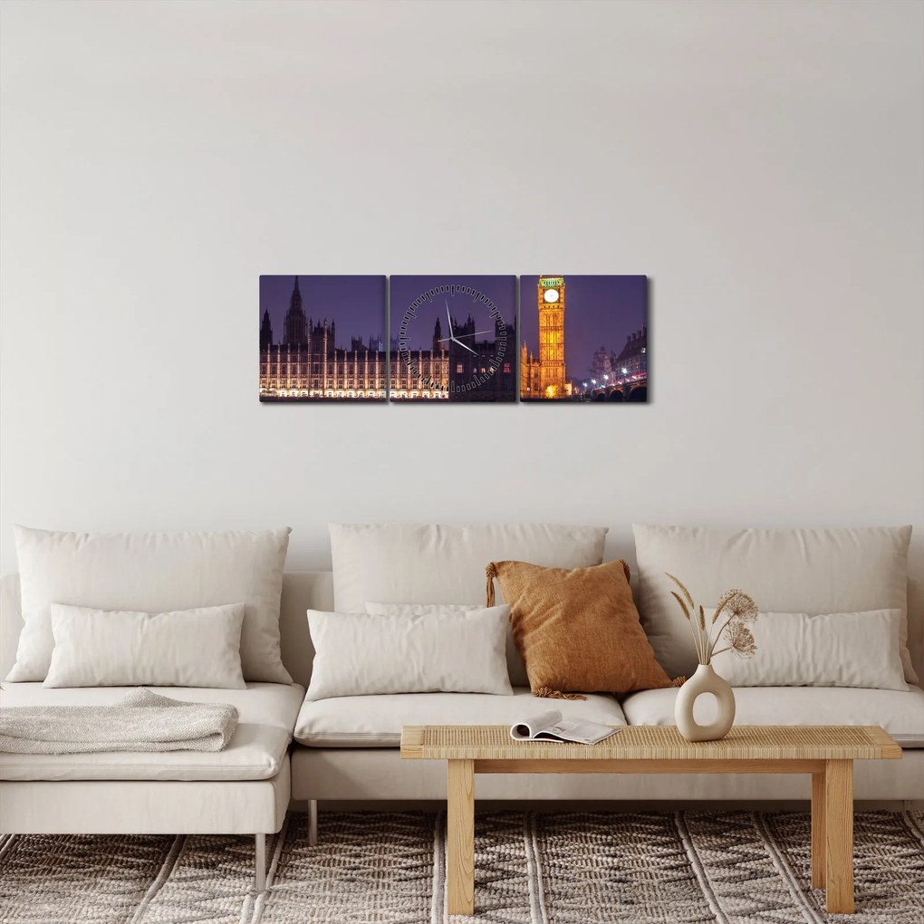 Tablou Londra (cu ceas) (90x30 cm)
