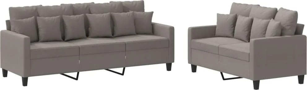 vidaXL Set de canapea cu perne, 2 piese, gri taupe, material textil