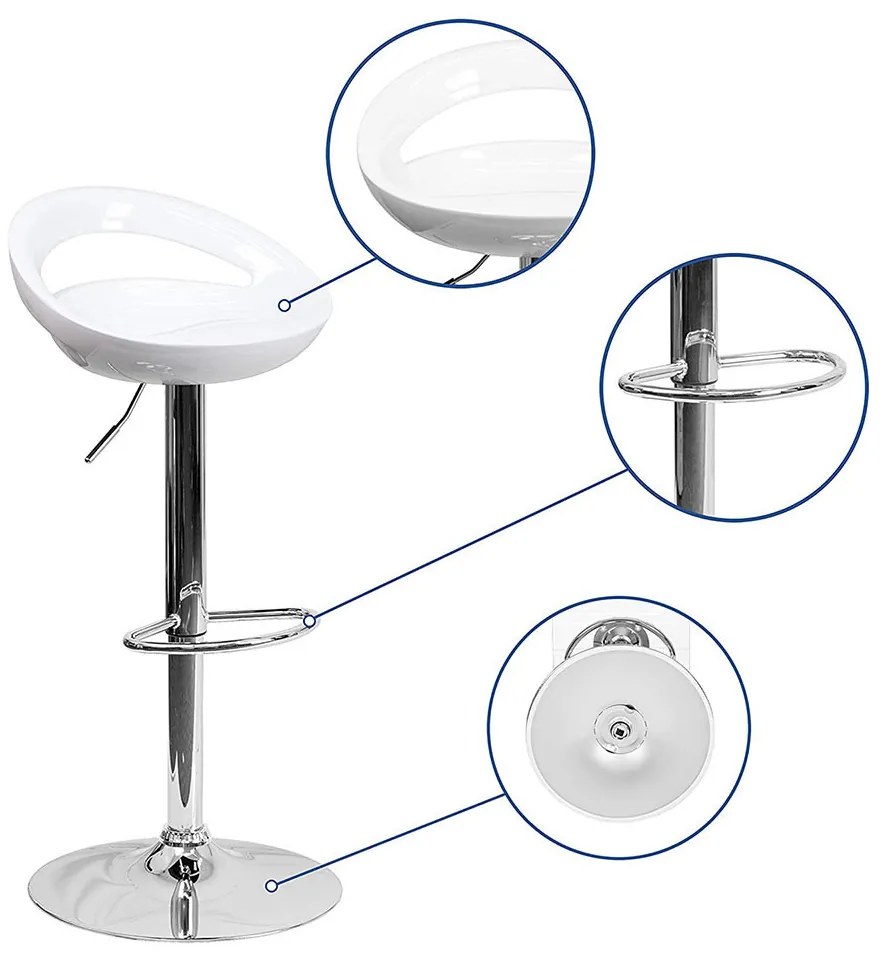 2 buc scaune de bar Kitti-alb